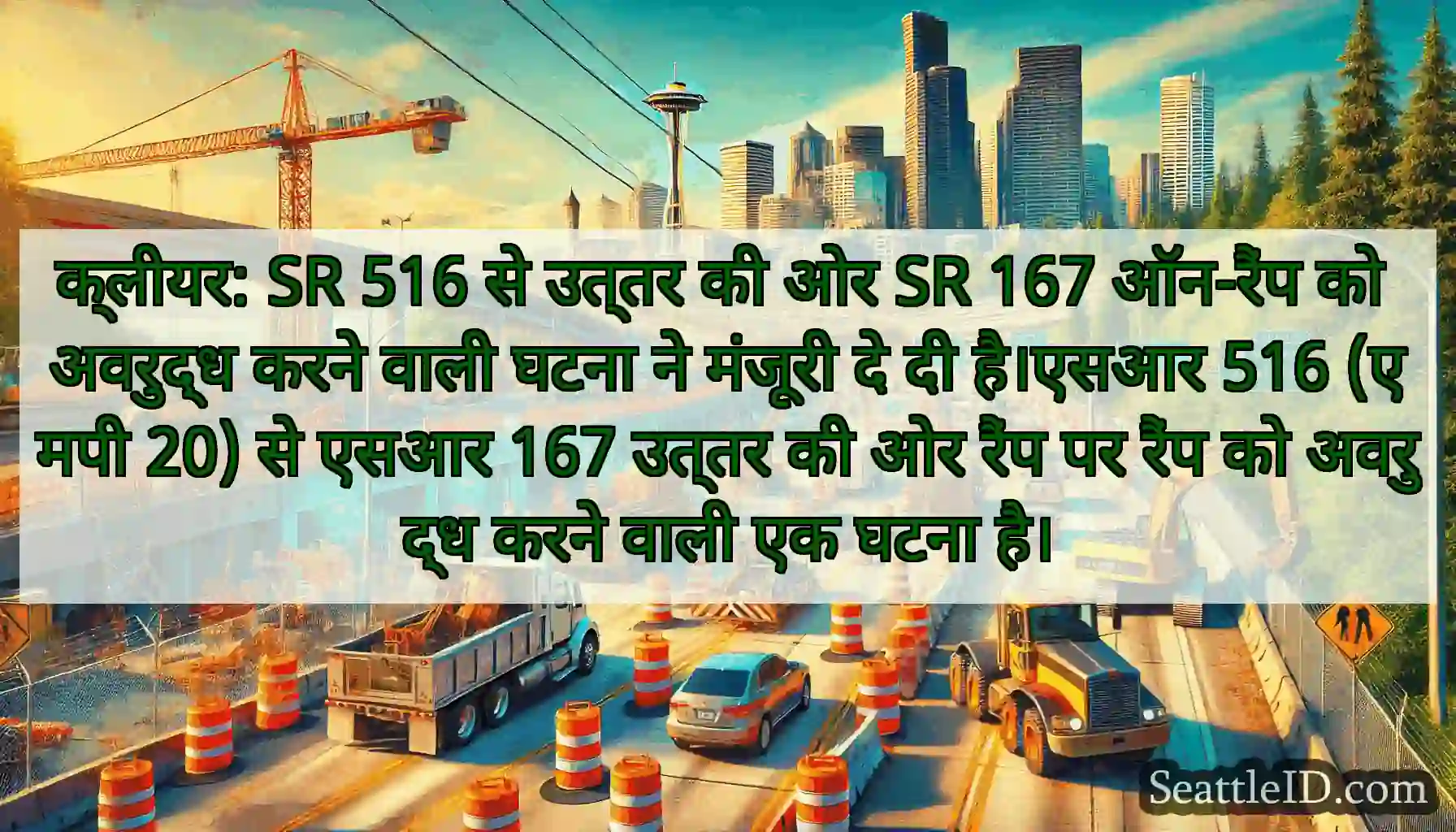 क्लीयर: SR 516 से उत्तर की ओर SR 167 ऑन-रैंप को