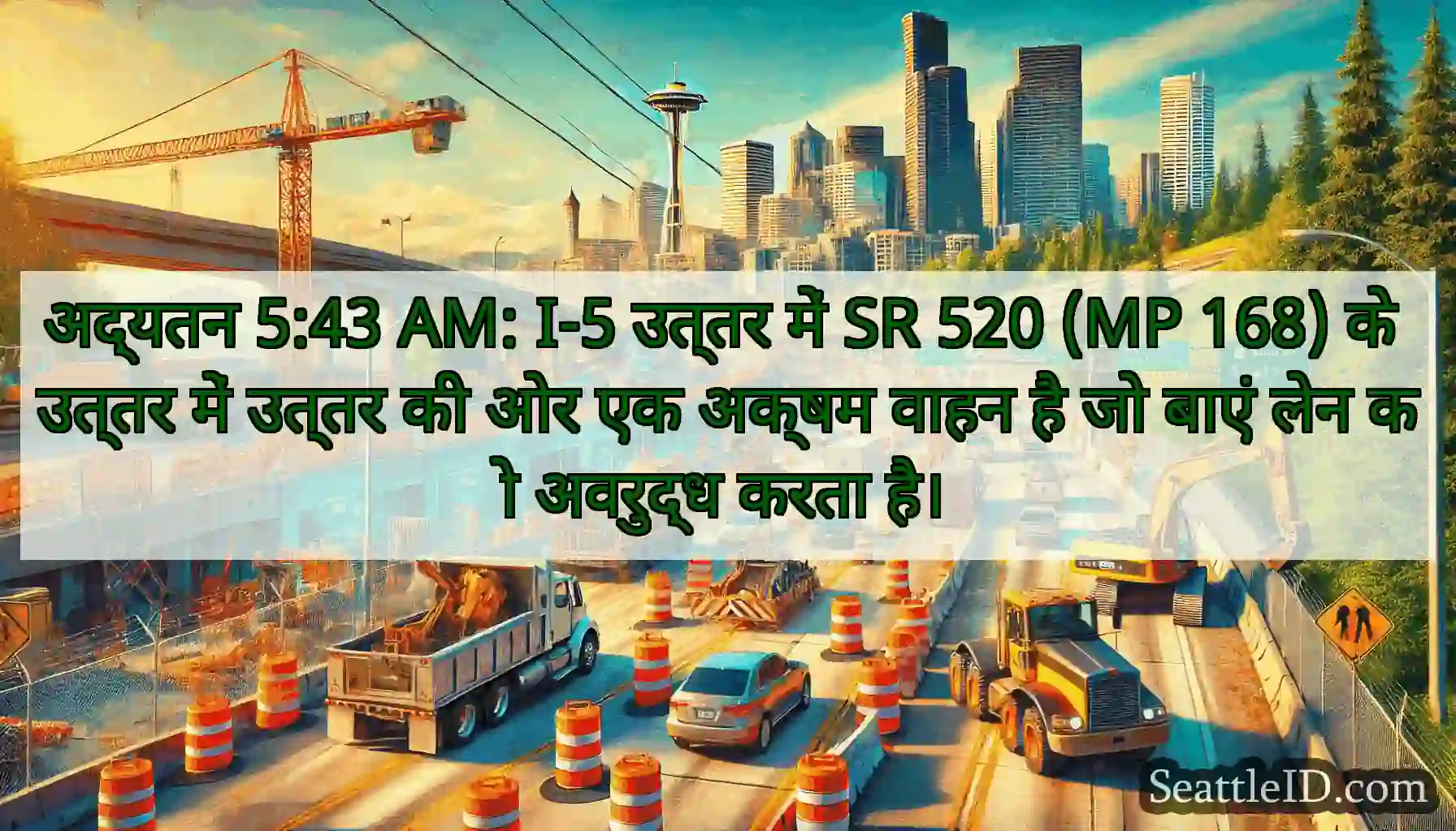 अद्यतन 5:43 AM: I-5 उत्तर में SR 520 (MP 168) के
