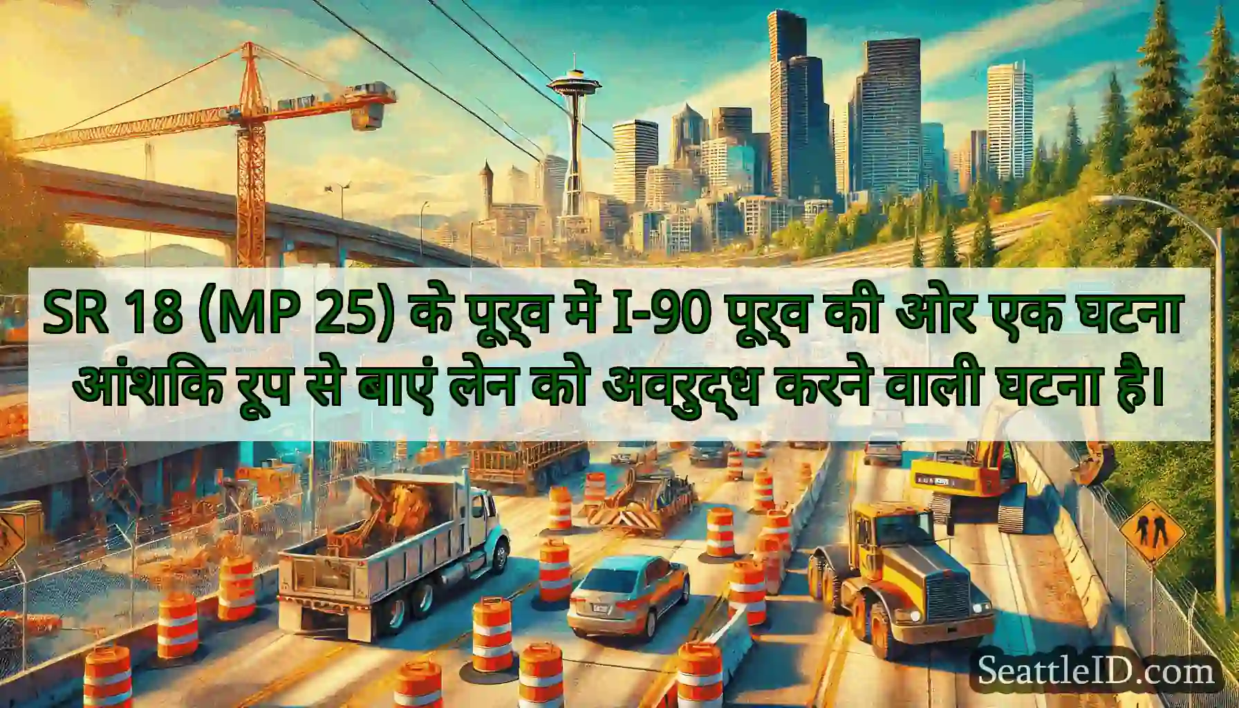 SR 18 (MP 25) के पूर्व में I-90 पूर्व की ओर एक