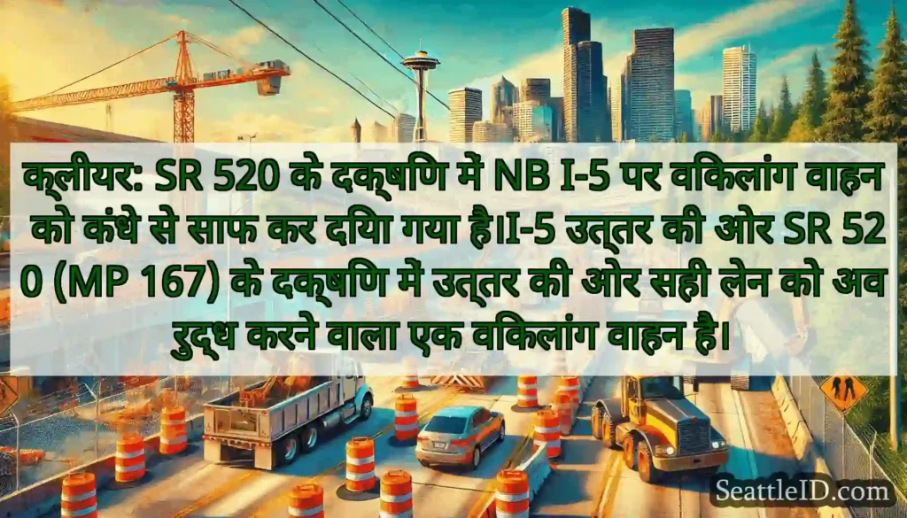 क्लीयर: SR 520 के दक्षिण में NB I-5 पर विकलांग