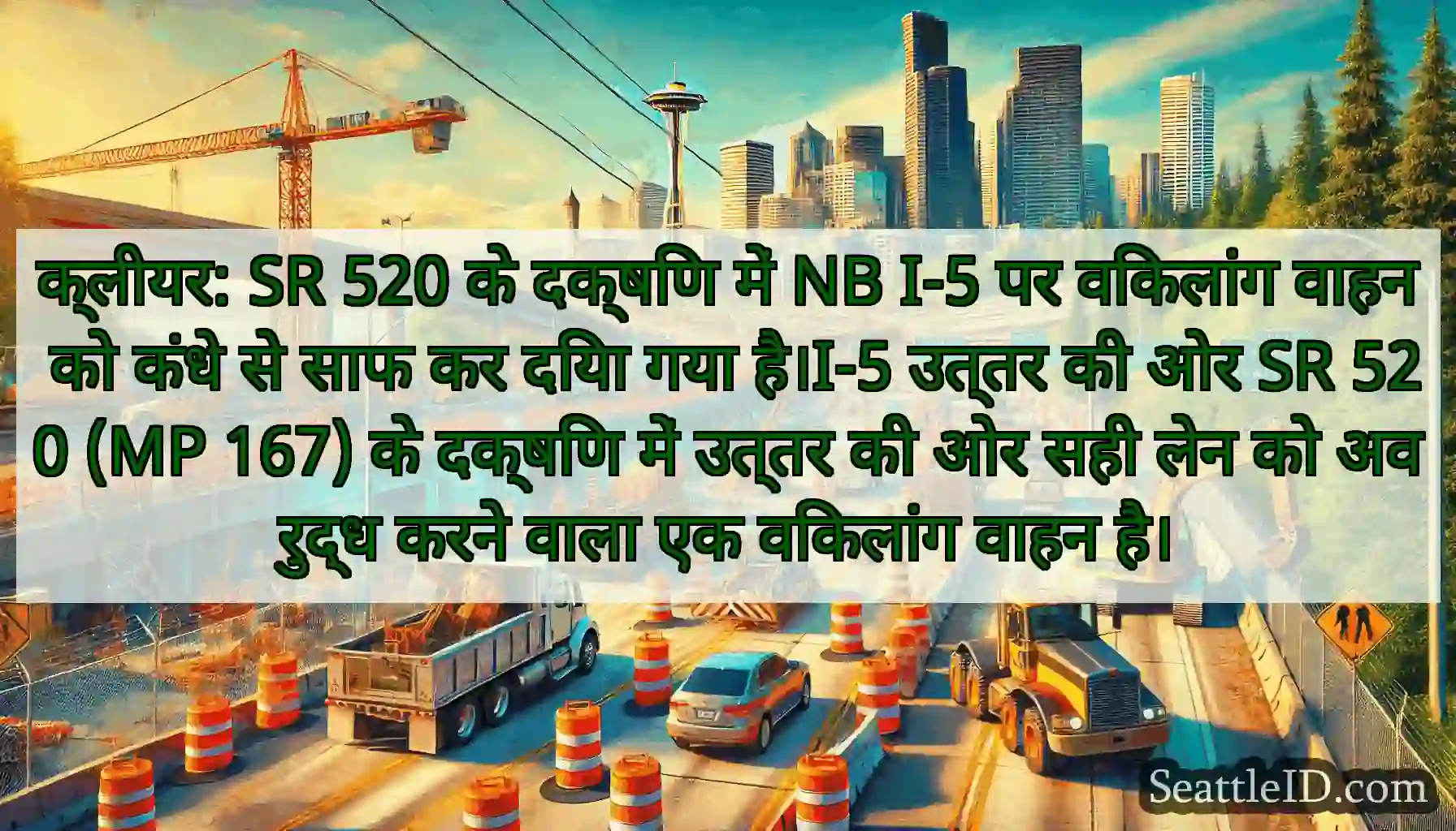 क्लीयर: SR 520 के दक्षिण में NB I-5 पर विकलांग