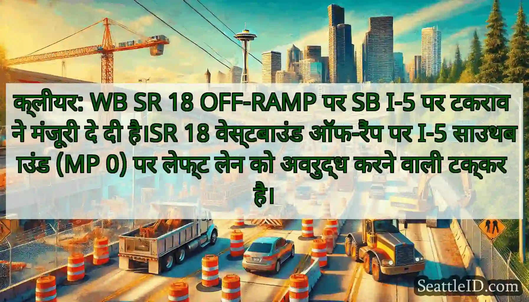 क्लीयर: WB SR 18 OFF-RAMP पर SB I-5 पर टकराव ने