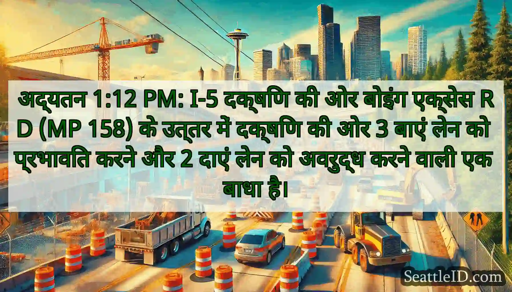 अद्यतन 1:12 PM: I-5 दक्षिण की ओर बोइंग एक्सेस RD