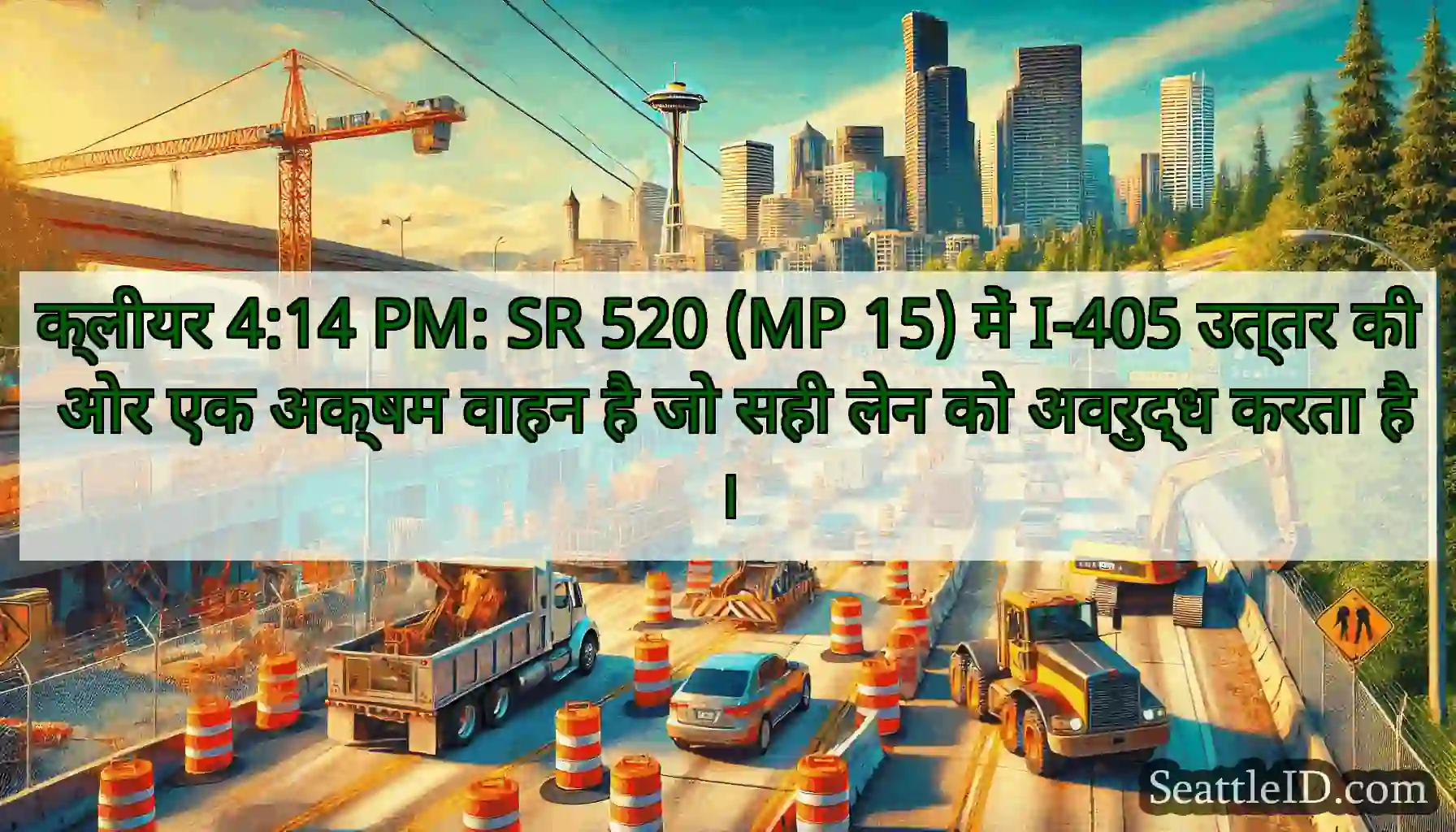 क्लीयर 4:14 PM: SR 520 (MP 15) में I-405 उत्तर की