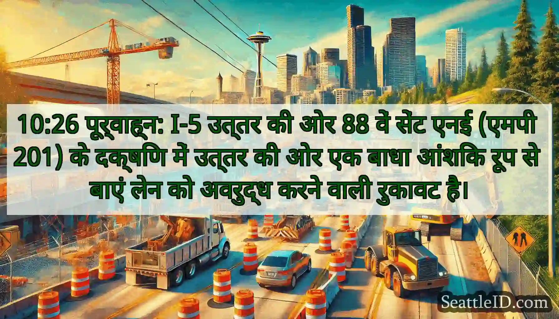 10:26 पूर्वाह्न: I-5 उत्तर की ओर 88 वें सेंट एनई