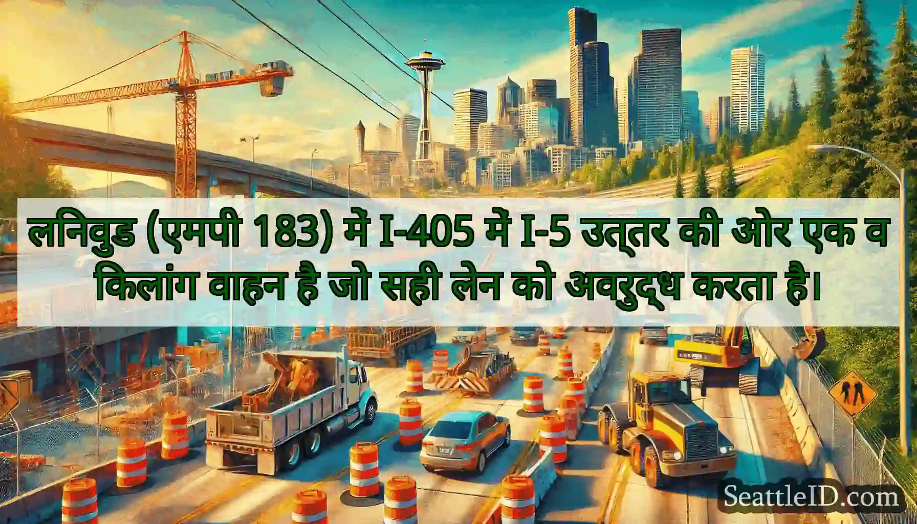 लिनवुड (एमपी 183) में I-405 में I-5 उत्तर की ओर