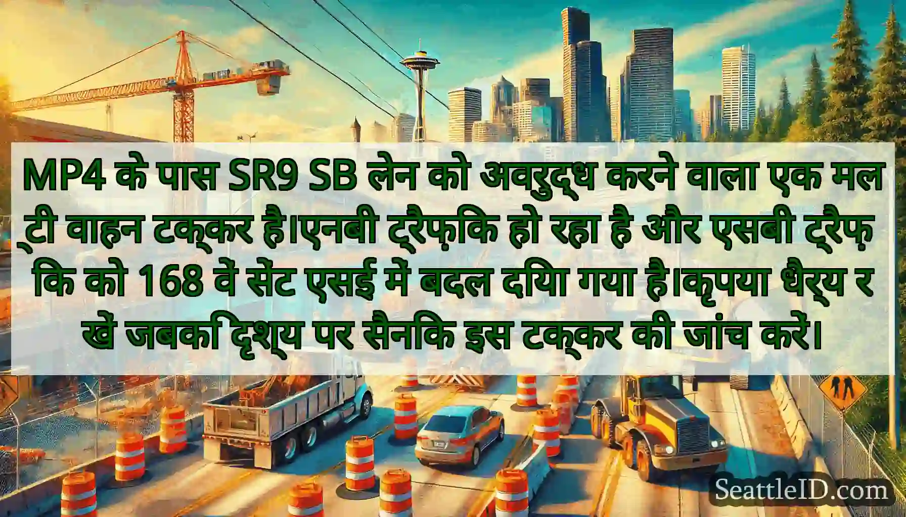 MP4 के पास SR9 SB लेन को अवरुद्ध करने वाला एक