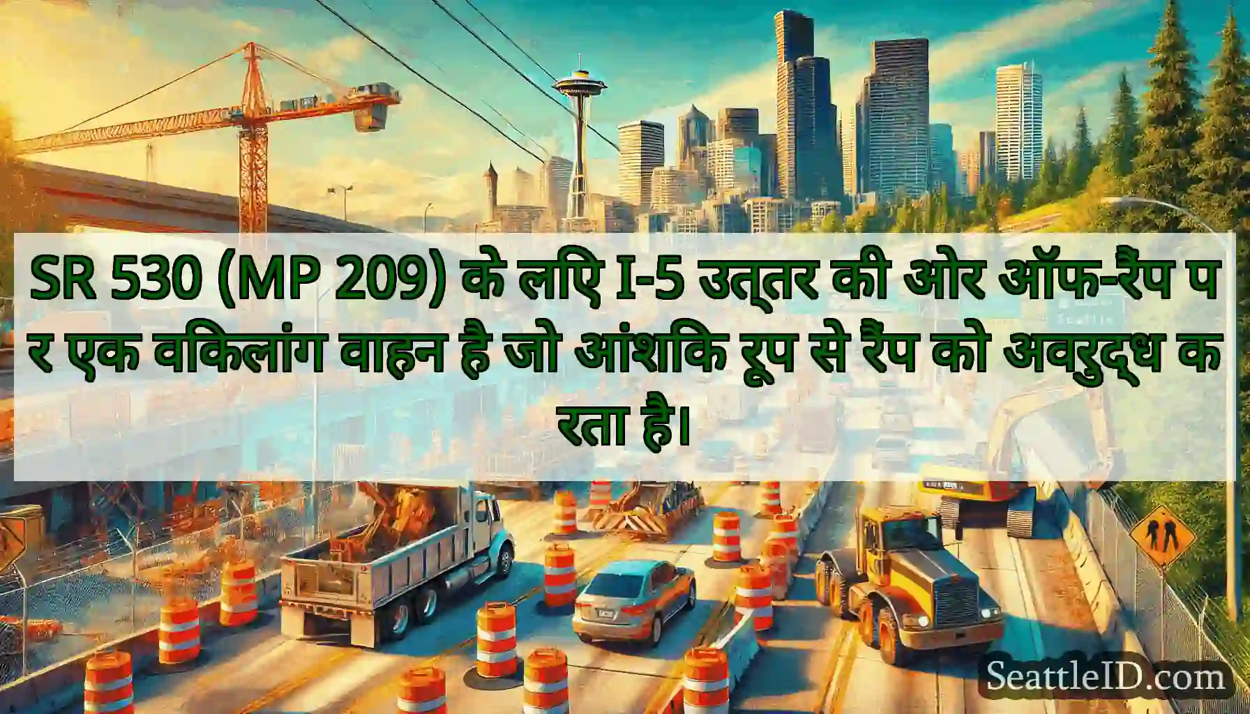 SR 530 (MP 209) के लिए I-5 उत्तर की ओर ऑफ-रैंप पर
