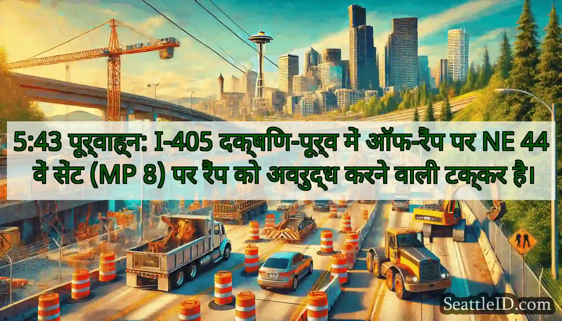 5:43 पूर्वाह्न: I-405 दक्षिण-पूर्व में ऑफ-रैंप पर