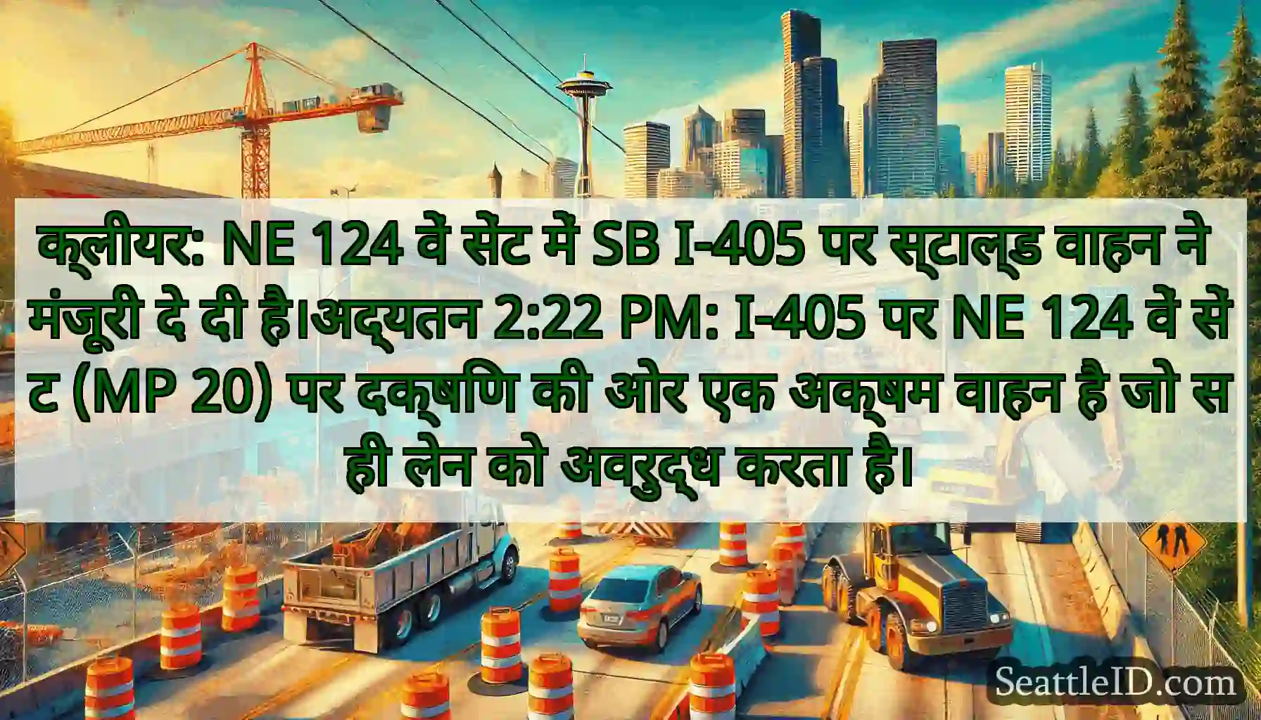 क्लीयर: NE 124 वें सेंट में SB I-405 पर स्टाल्ड
