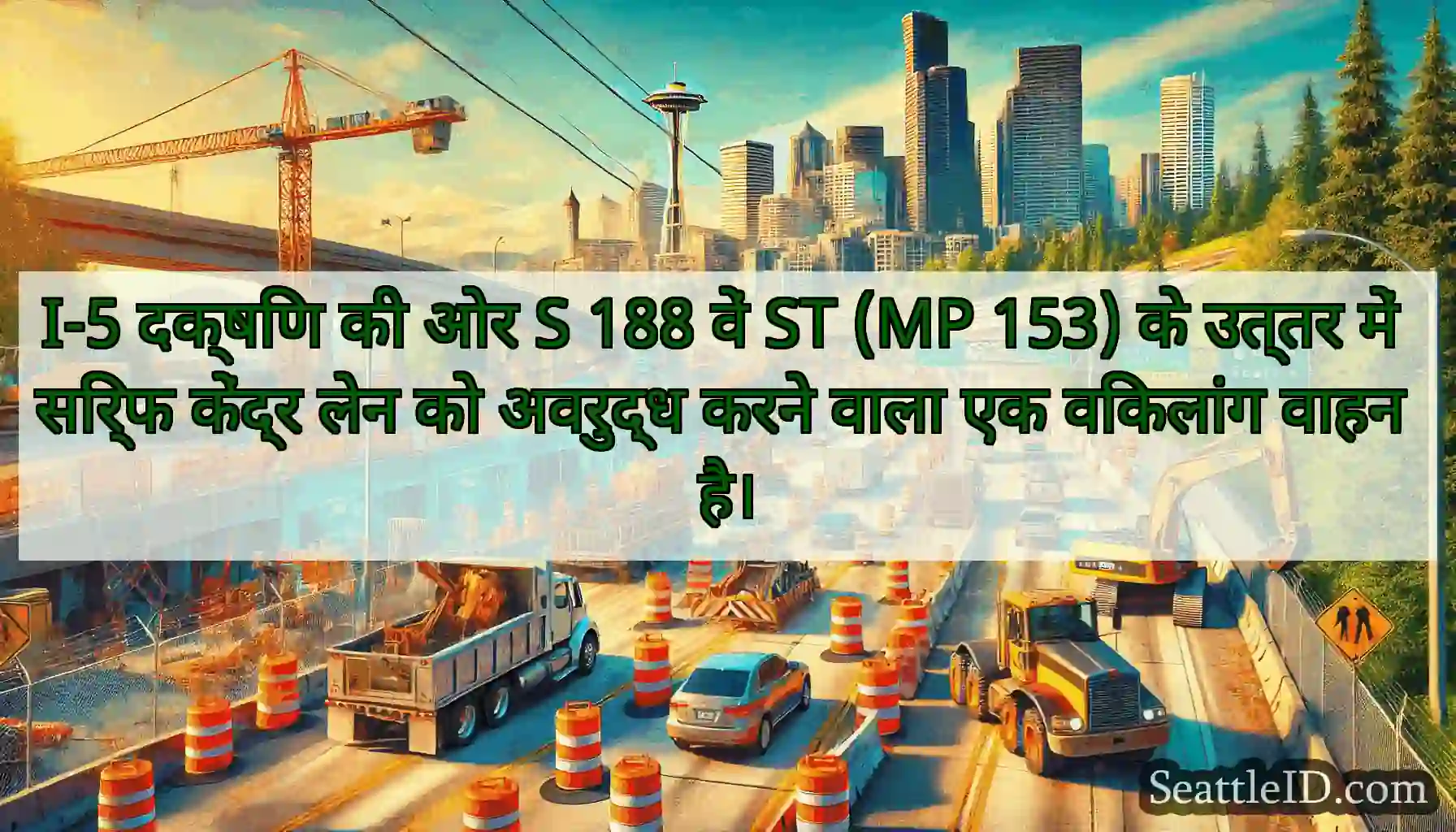 I-5 दक्षिण की ओर S 188 वें ST (MP 153) के उत्तर