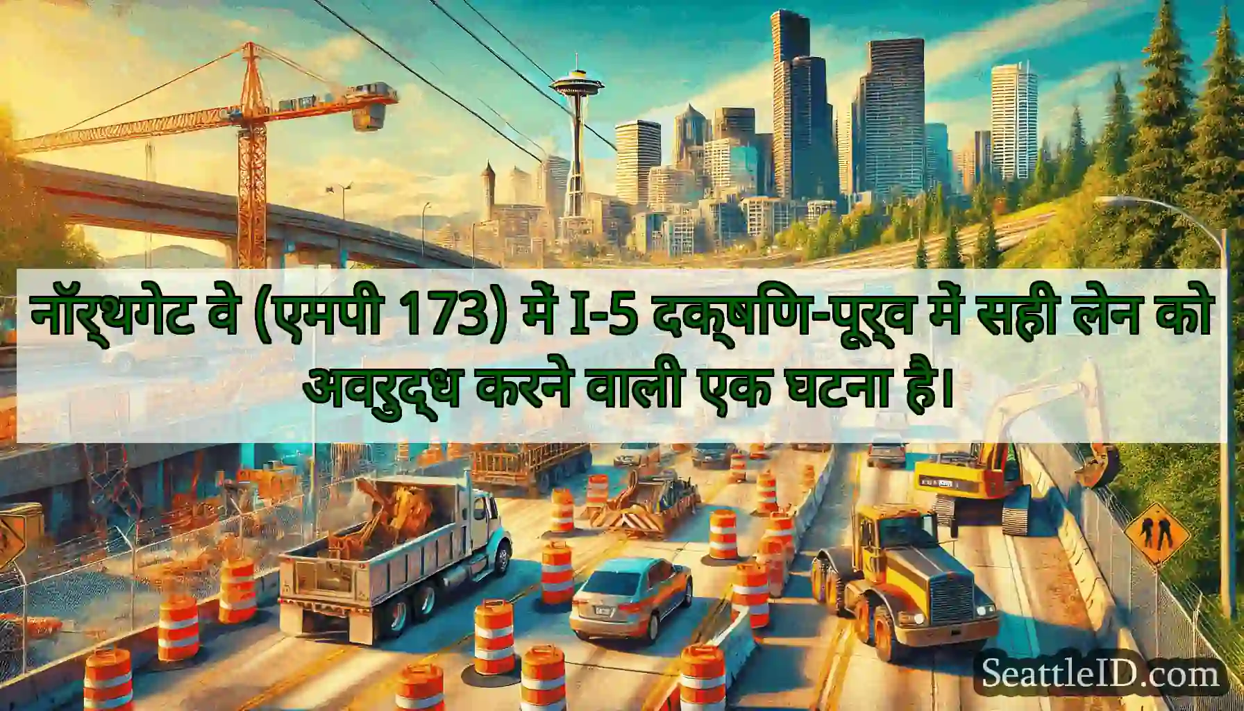 नॉर्थगेट वे (एमपी 173) में I-5 दक्षिण-पूर्व में