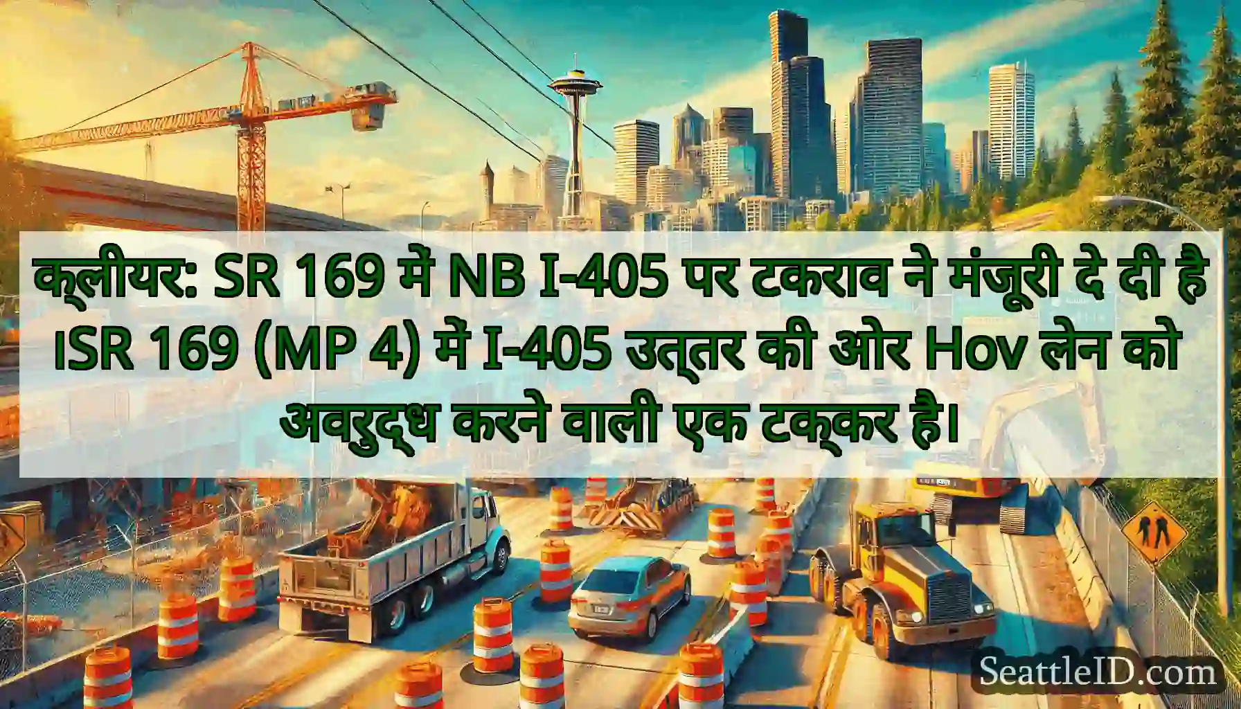 क्लीयर: SR 169 में NB I-405 पर टकराव ने मंजूरी दे