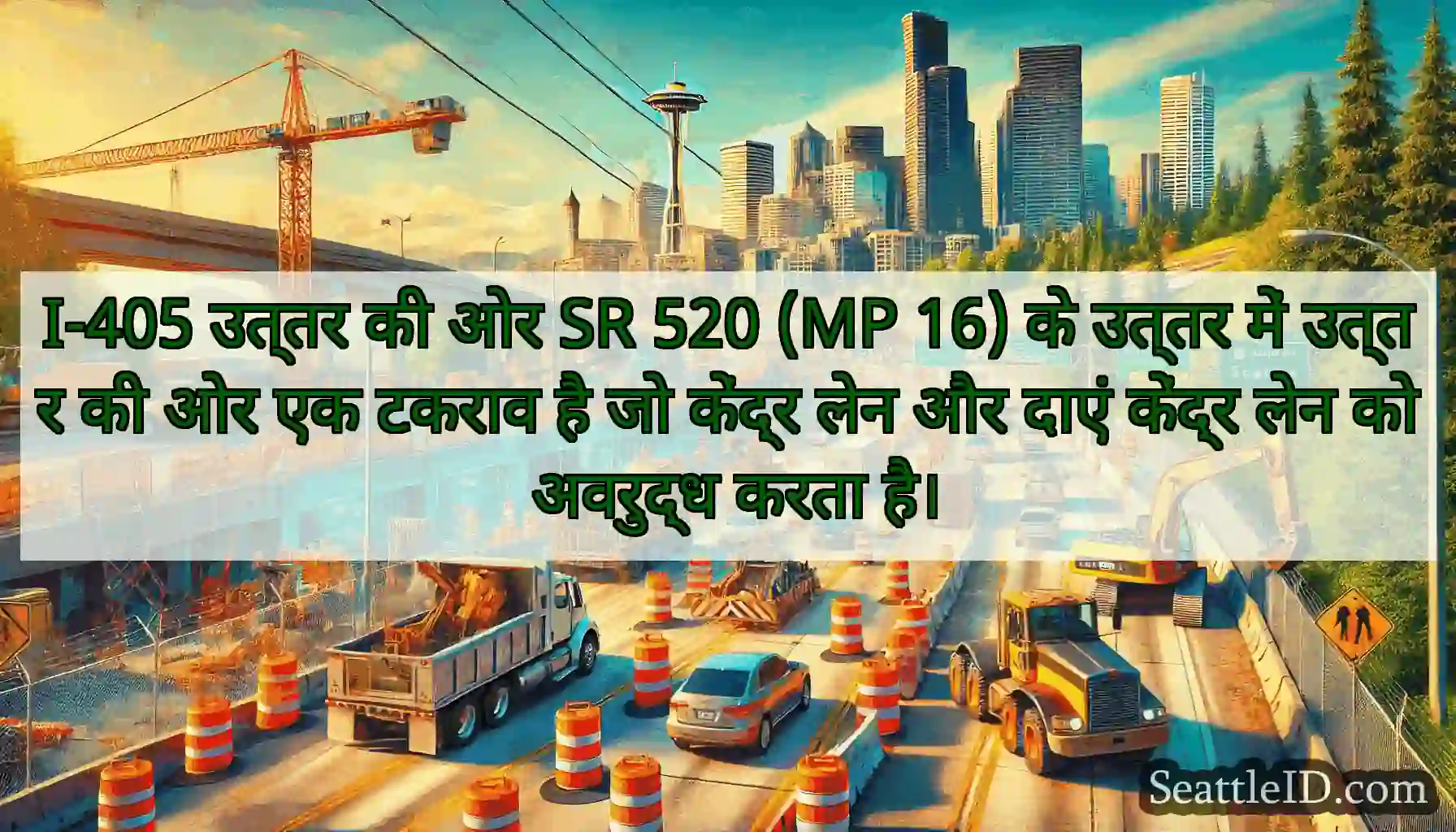 I-405 उत्तर की ओर SR 520 (MP 16) के उत्तर में