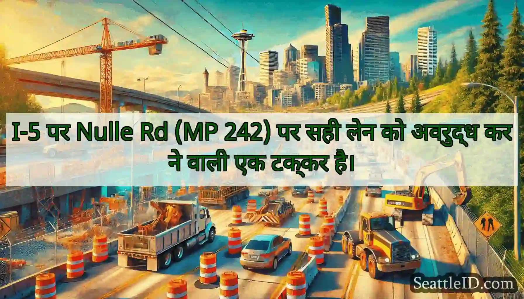 I-5 पर Nulle Rd (MP 242) पर सही लेन को अवरुद्ध