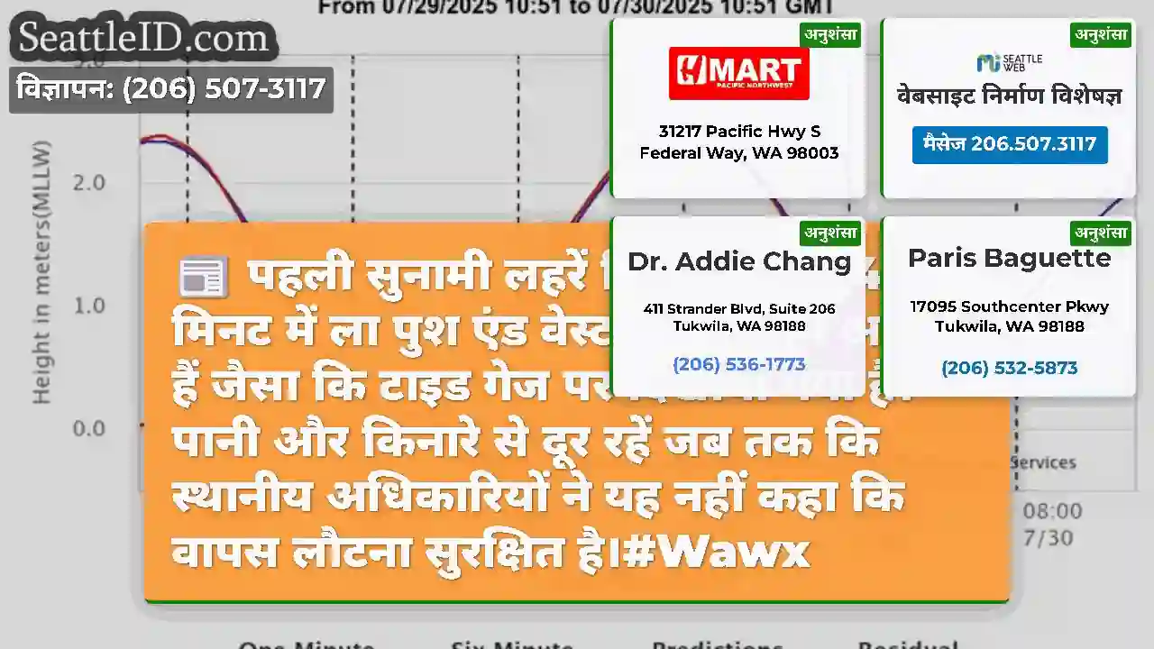 पहली सुनामी लहरें पिछले 30 से 45 मिनट में ला पुश