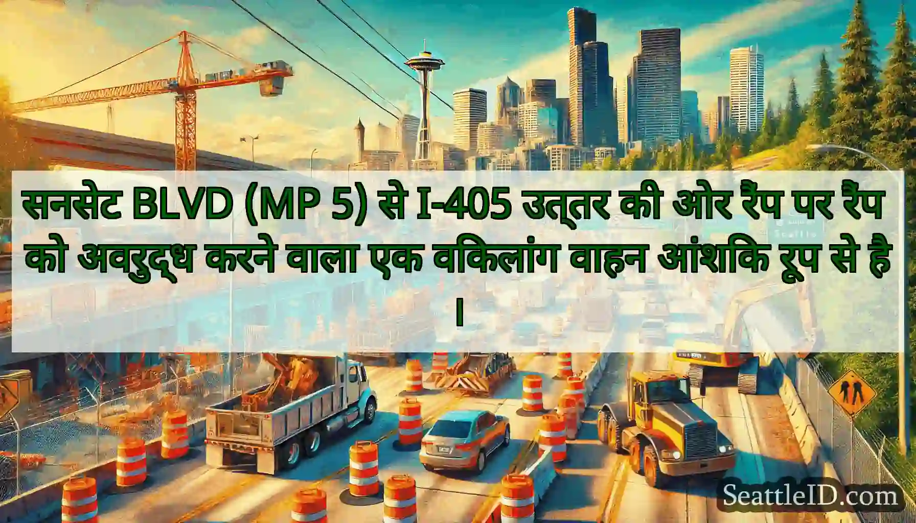 सनसेट BLVD (MP 5) से I-405 उत्तर की ओर रैंप पर