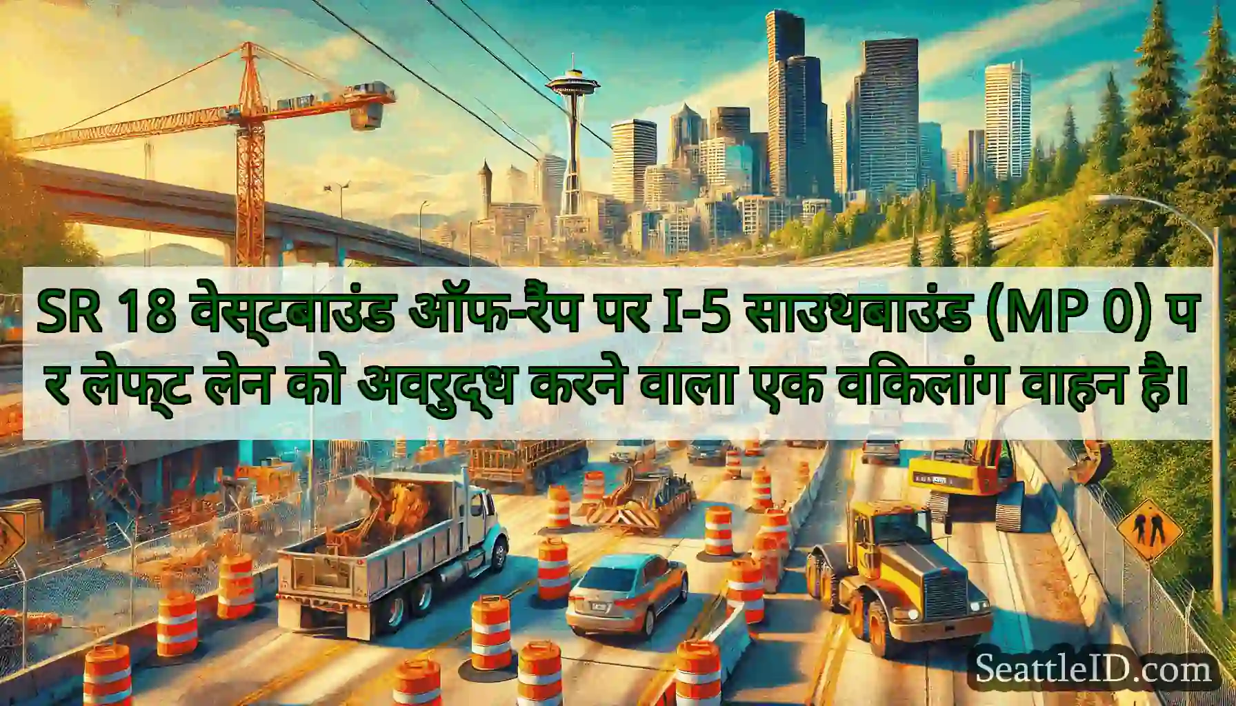 SR 18 वेस्टबाउंड ऑफ-रैंप पर I-5 साउथबाउंड (MP 0)