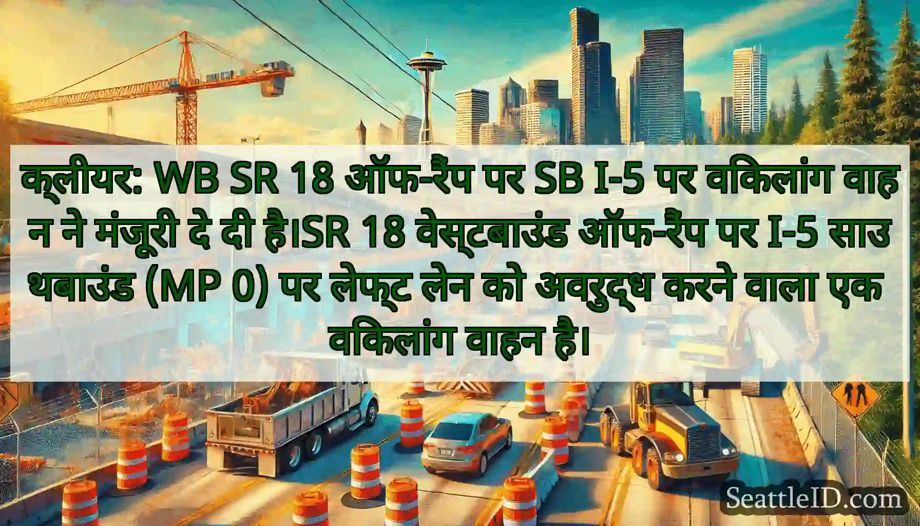 क्लीयर: WB SR 18 ऑफ-रैंप पर SB I-5 पर विकलांग