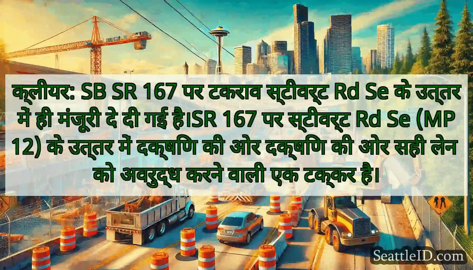 क्लीयर: SB SR 167 पर टकराव स्टीवर्ट Rd Se के