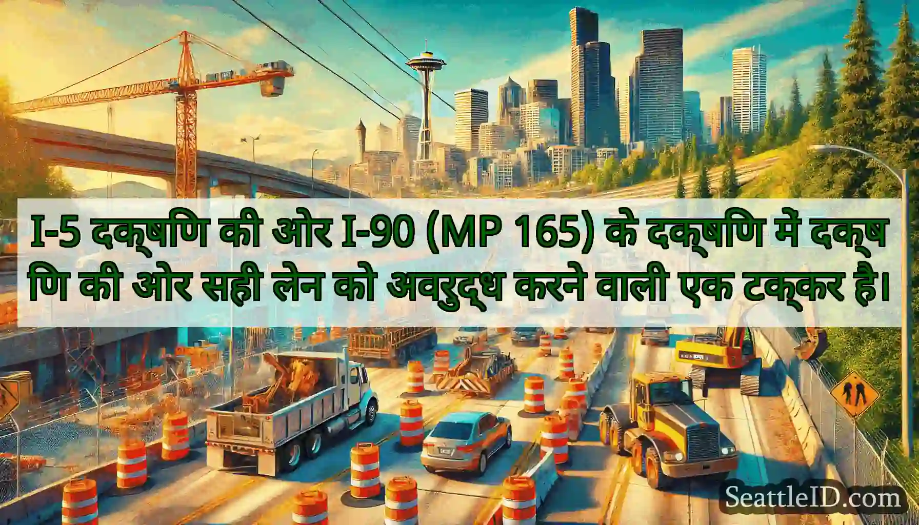 I-5 दक्षिण की ओर I-90 (MP 165) के दक्षिण में