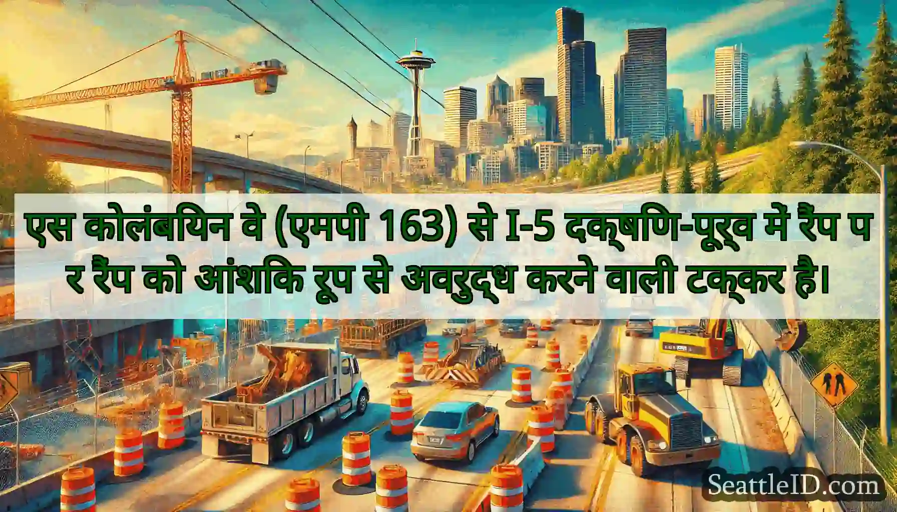 एस कोलंबियन वे (एमपी 163) से I-5 दक्षिण-पूर्व में
