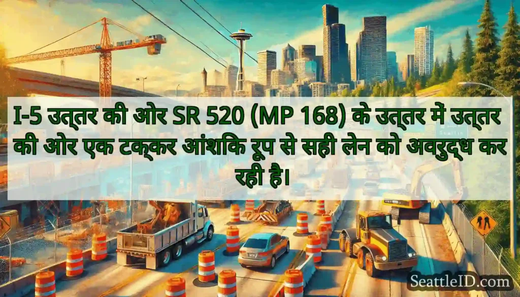 I-5 उत्तर की ओर SR 520 (MP 168) के उत्तर में