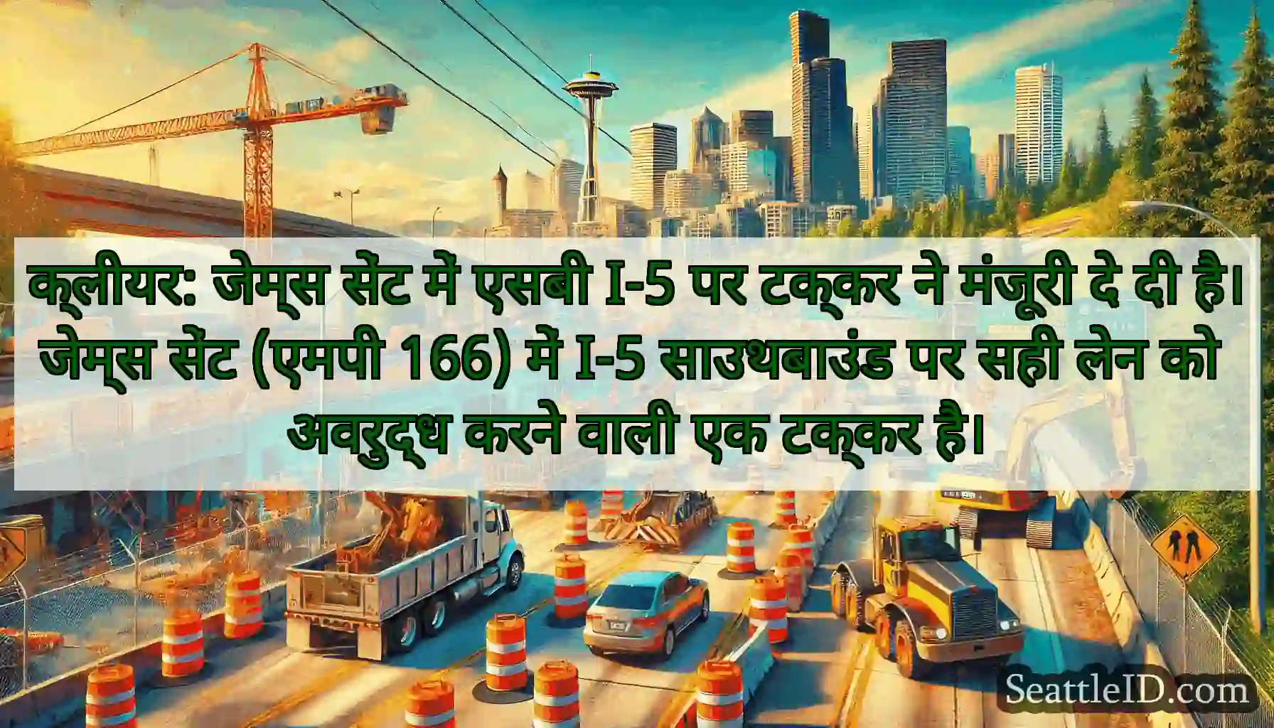 क्लीयर: जेम्स सेंट में एसबी I-5 पर टक्कर ने