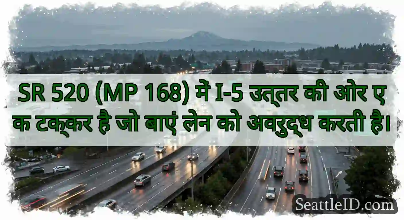 SR 520 (MP 168) में I-5 उत्तर की ओर एक टक्कर है