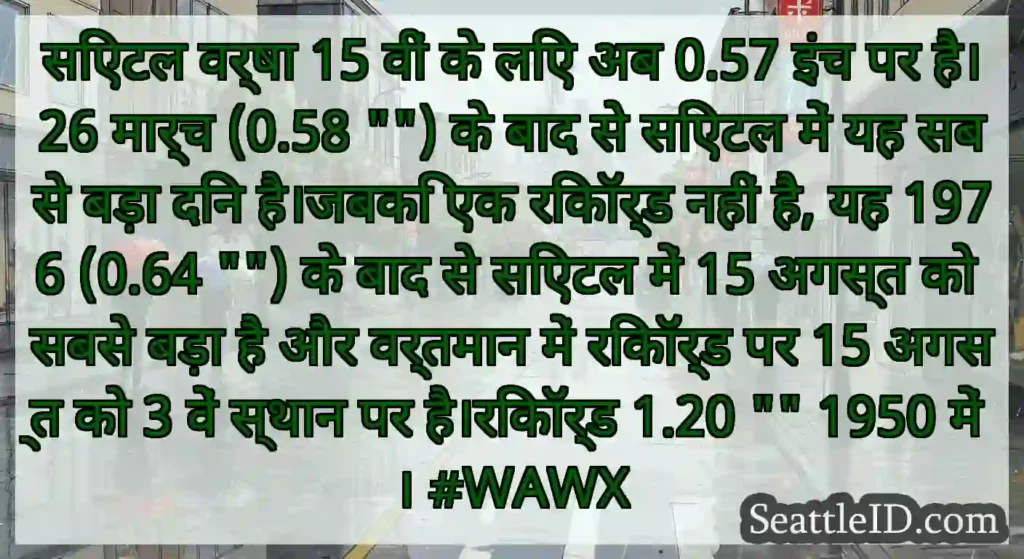 सिएटल वर्षा 15 वीं के लिए अब 0.57 इंच पर है।26
