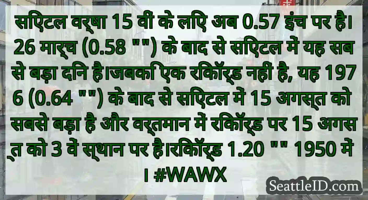सिएटल वर्षा 15 वीं के लिए अब 0.57 इंच पर है।26