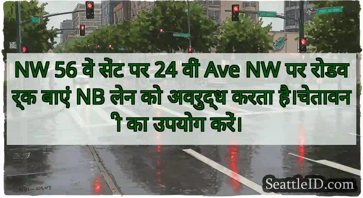 NW 56 वें सेंट पर 24 वीं Ave NW पर रोडवर्क बाएं