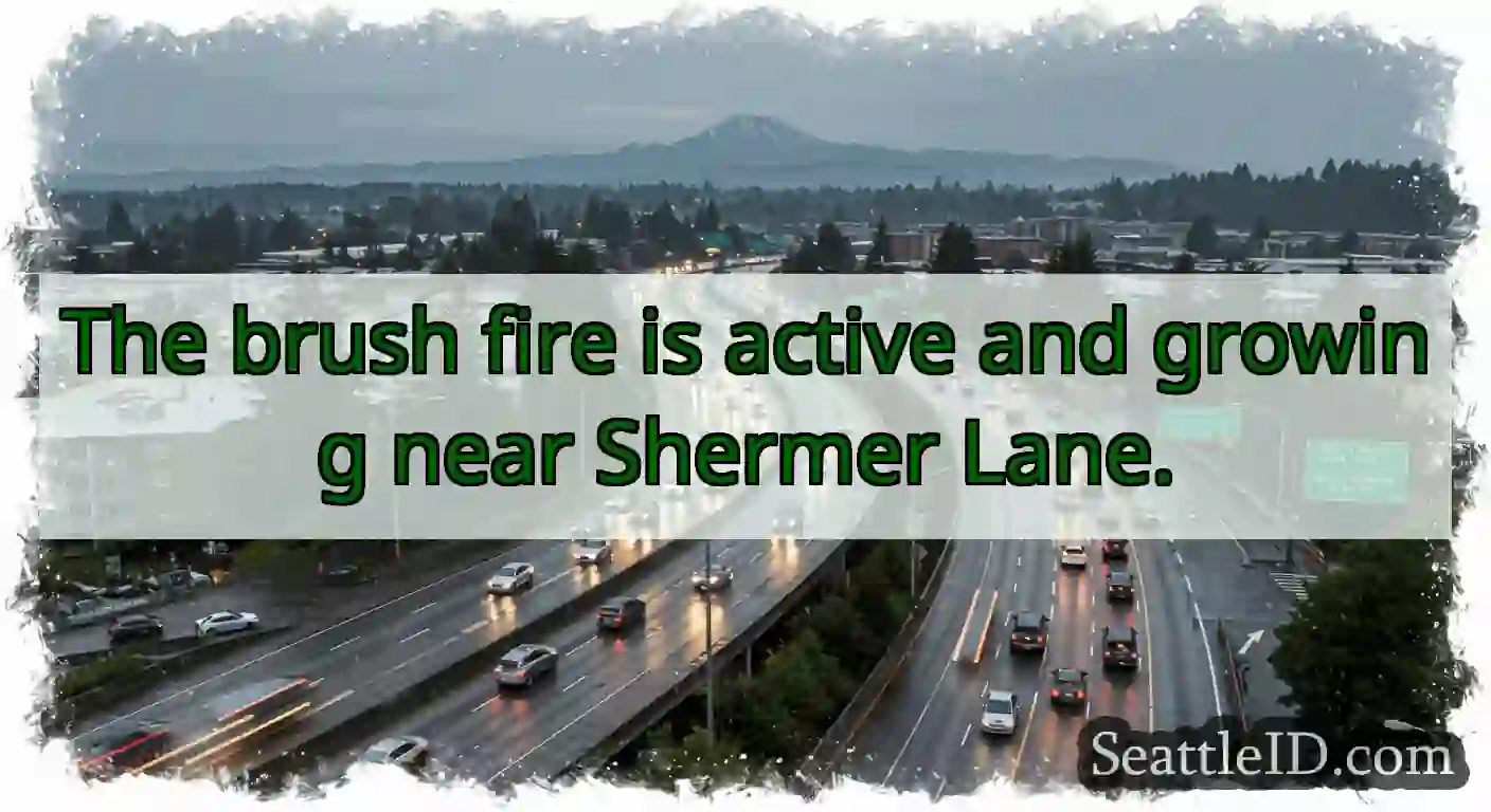 The brush fire is active and growing near Shermer
