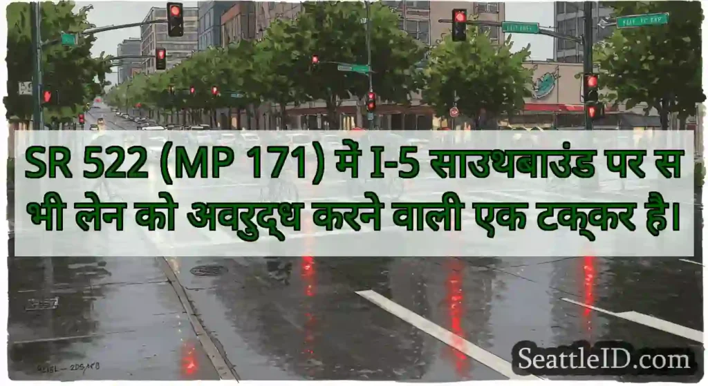 SR 522 (MP 171) में I-5 साउथबाउंड पर सभी लेन को