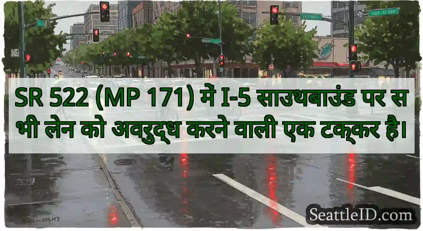 SR 522 (MP 171) में I-5 साउथबाउंड पर सभी लेन को