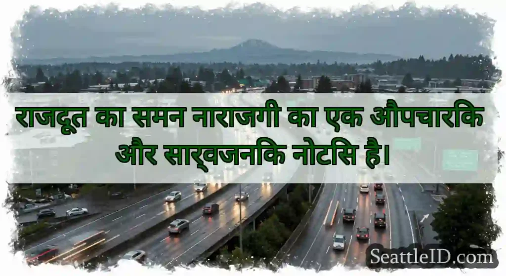 राजदूत का समन नाराजगी का एक औपचारिक और सार्वजनिक