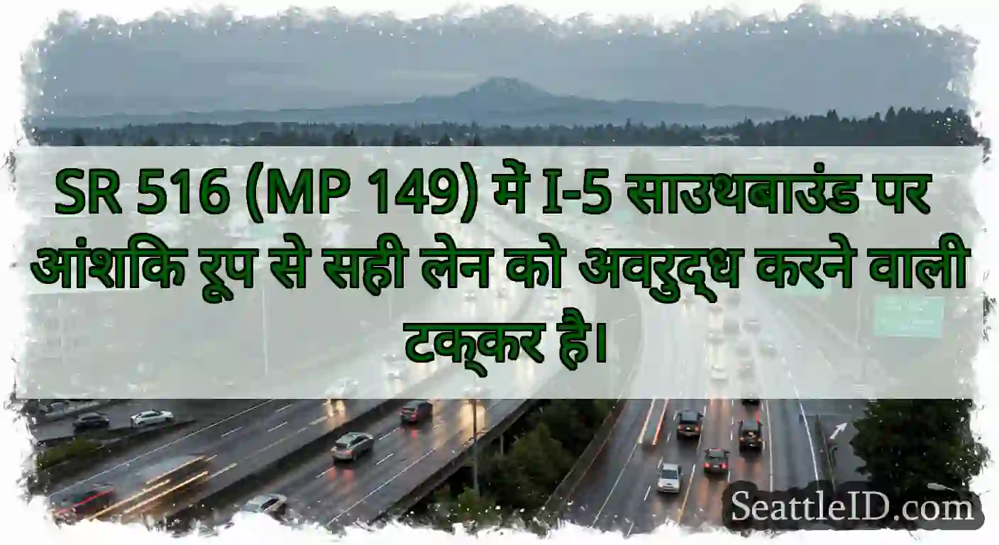 SR 516 (MP 149) में I-5 साउथबाउंड पर आंशिक रूप से