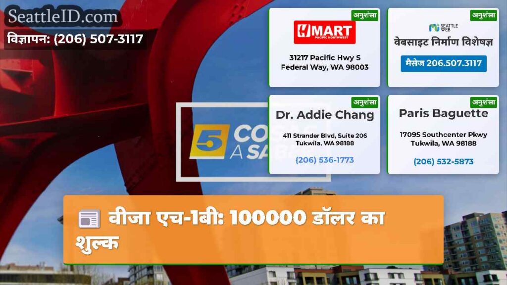 वीजा एच-1बी: 100000 डॉलर का शुल्क