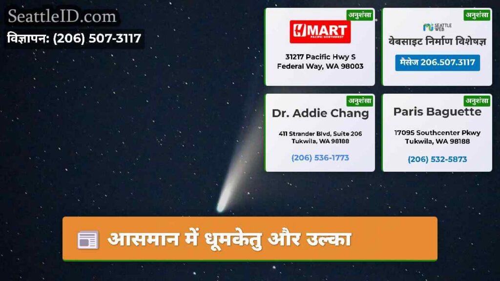 आसमान में धूमकेतु और उल्का