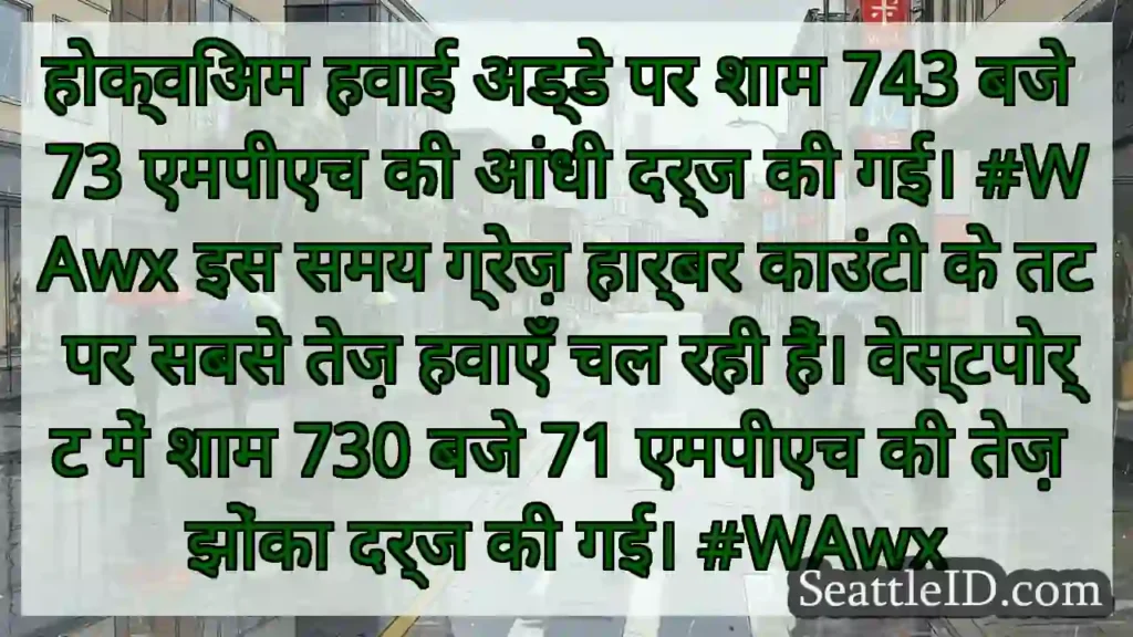 होक्विअम हवाई अड्डे पर शाम 743 बजे 73 एमपीएच की