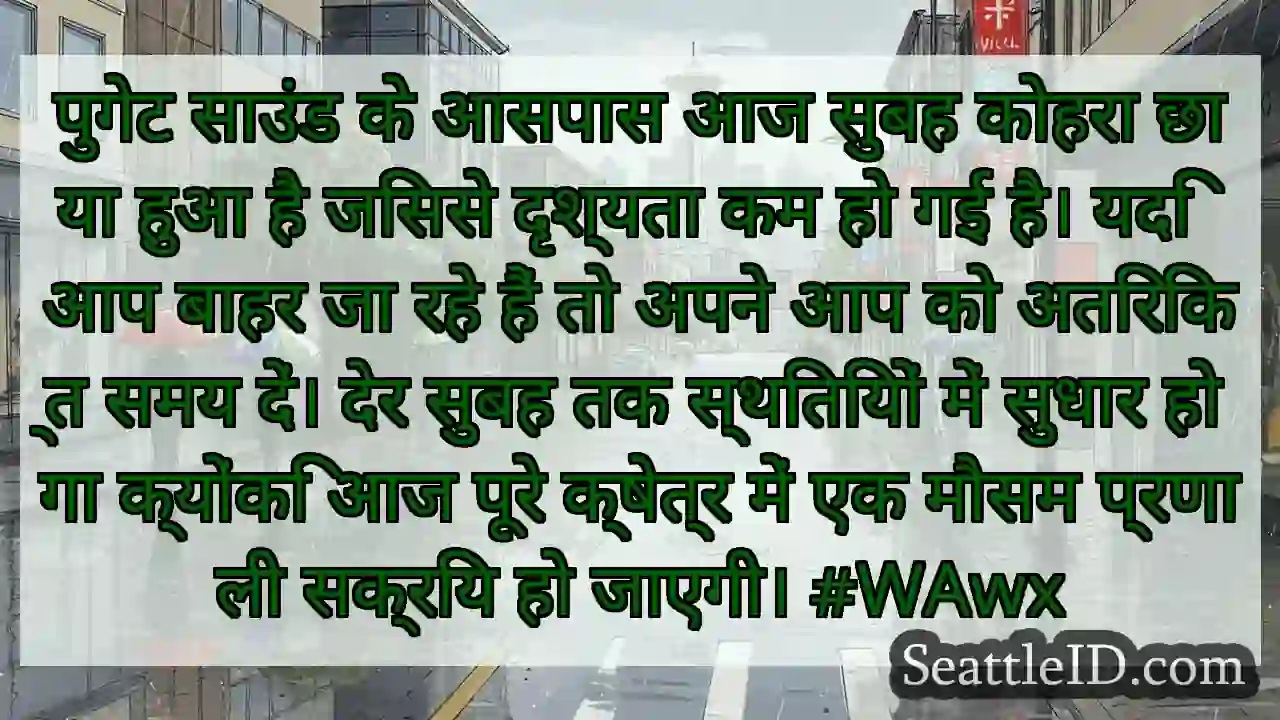 पुगेट साउंड के आसपास आज सुबह कोहरा छाया हुआ है