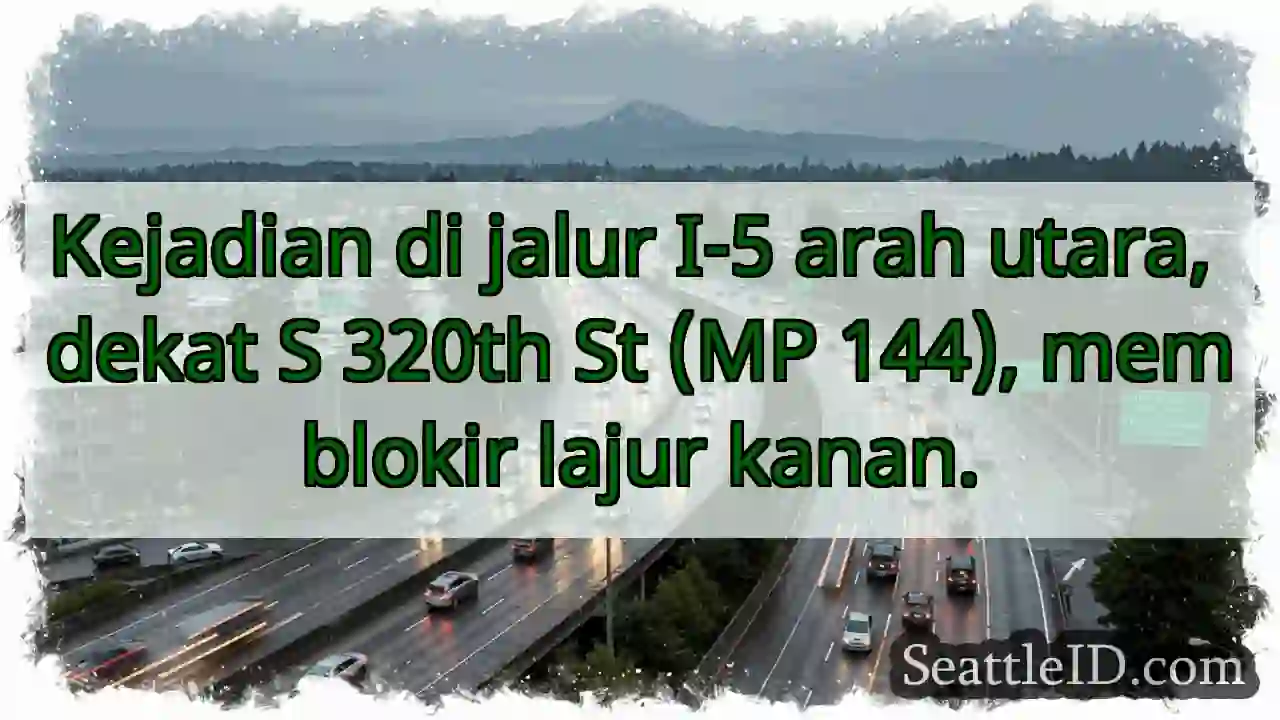 Laka I-5 Utara. Lajur kanan terblokir!