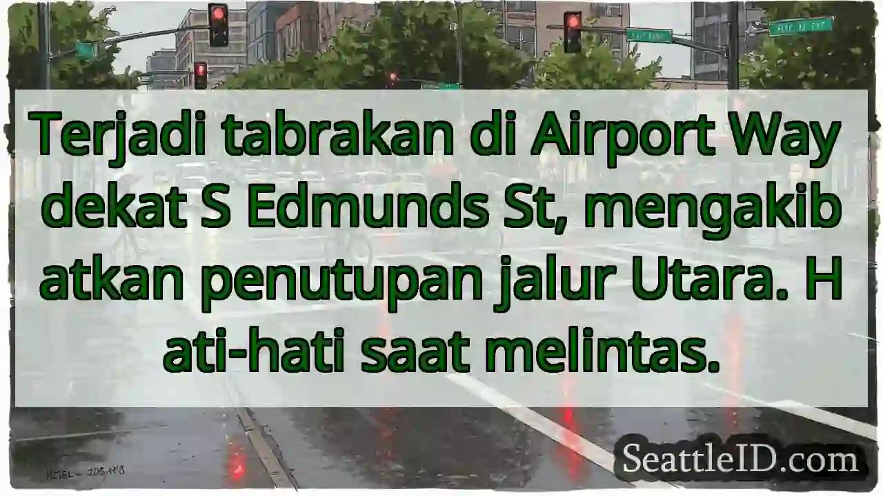 Tabrakan! Jalur Utara Airport Way ditutup.