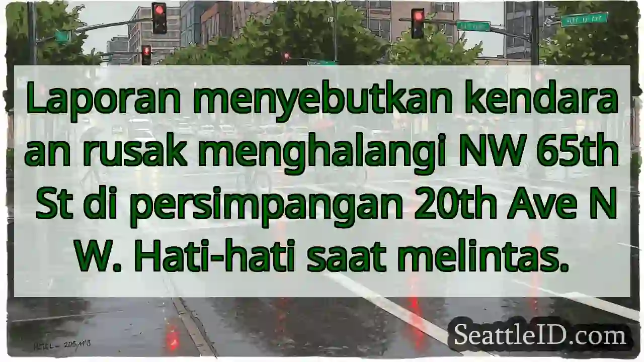 Kendaraan rusak, NW 65th St terhalang!