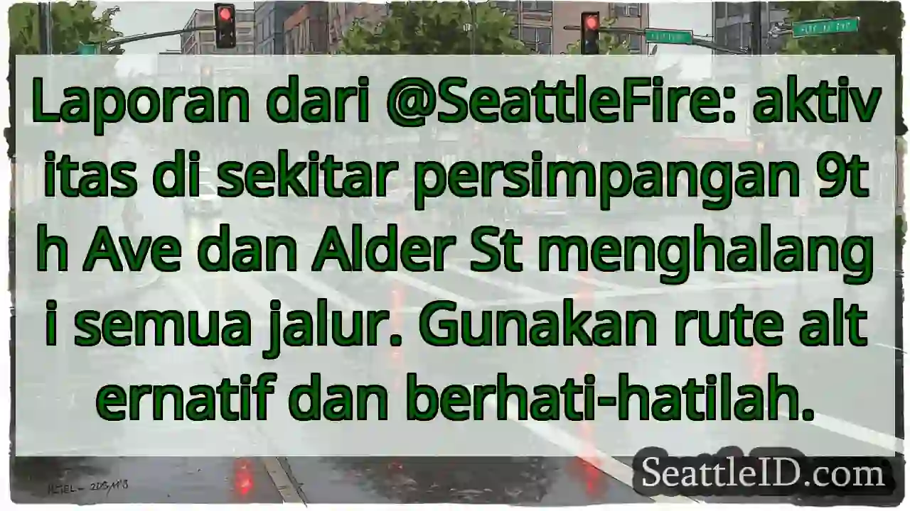 Kemacetan! 9th &amp; Alder. Cari jalan lain.