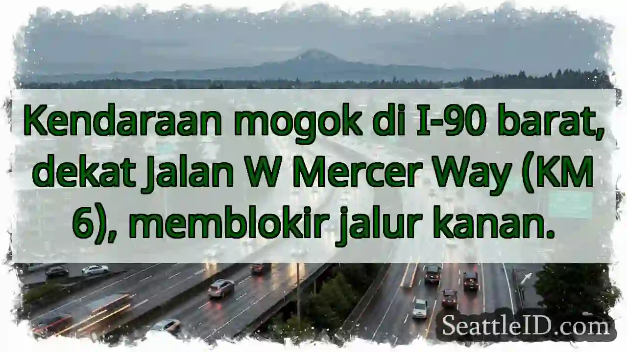 Mogok di I-90 Barat. Jalur kanan terblokir.