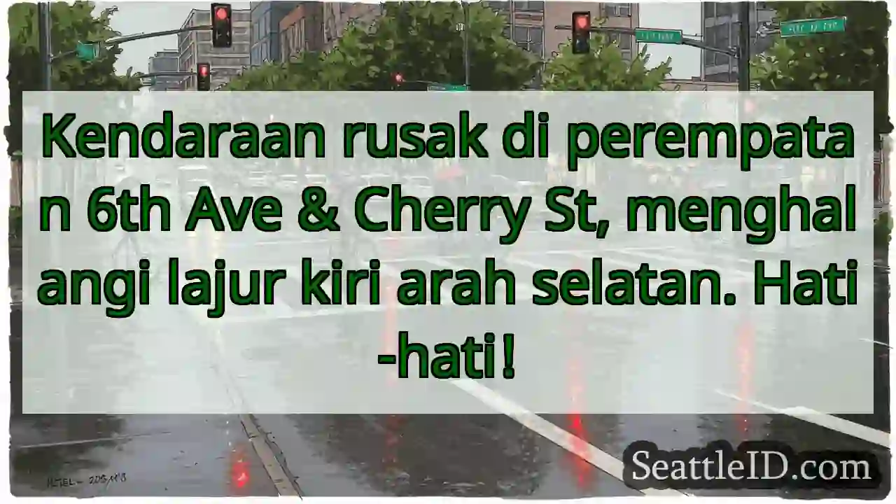 Laka! Lajur kiri selatan terhalang.