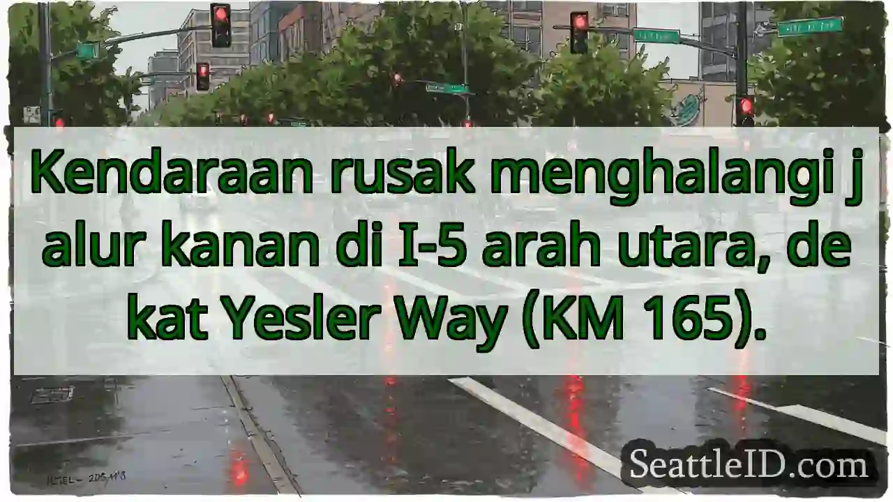 Macet I-5 Utara! Kendaraan rusak.