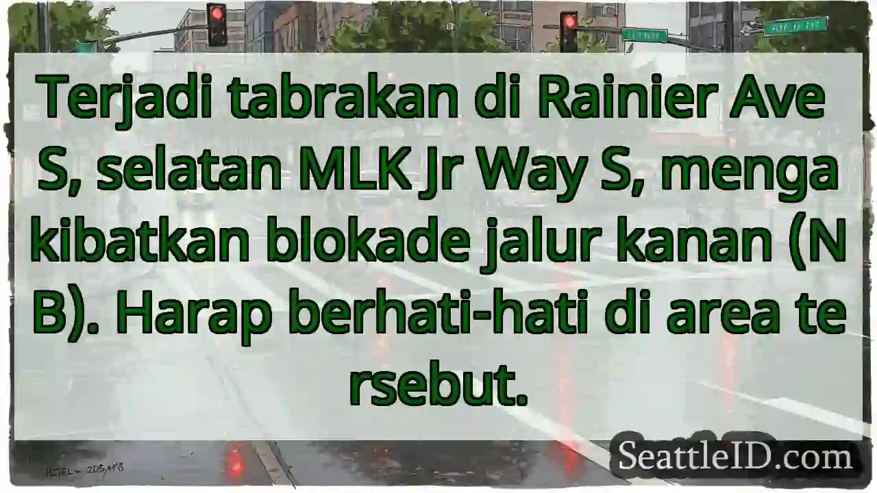 Tabrakan! Jalur kanan NB Rainier Ave S terblokir.