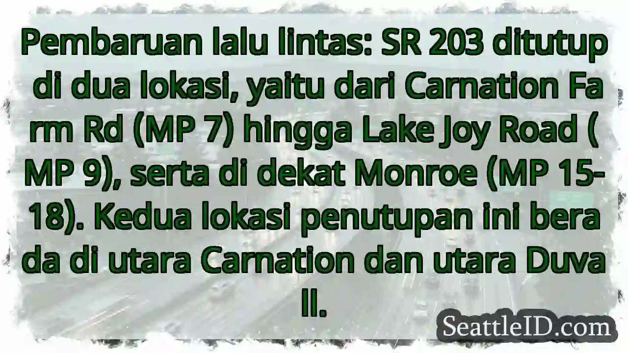 SR 203 Tutup! Periksa rute Anda.